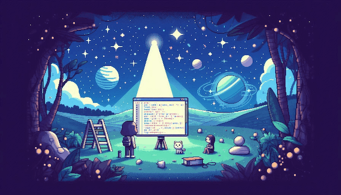 A developer looking at some code that comes from space